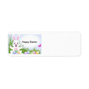 Easter Bunny with colored eggs Label