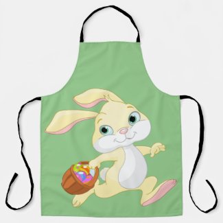 EASTER BUNNY WITH COLORFUL EASTER EGG BASKET