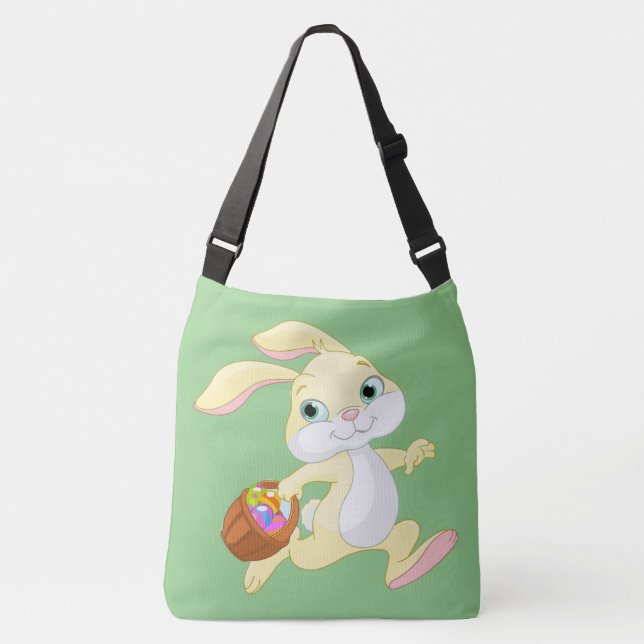 EASTER BUNNY WITH COLORFUL EASTER EGG BASKET CROSSBODY BAG (Front)