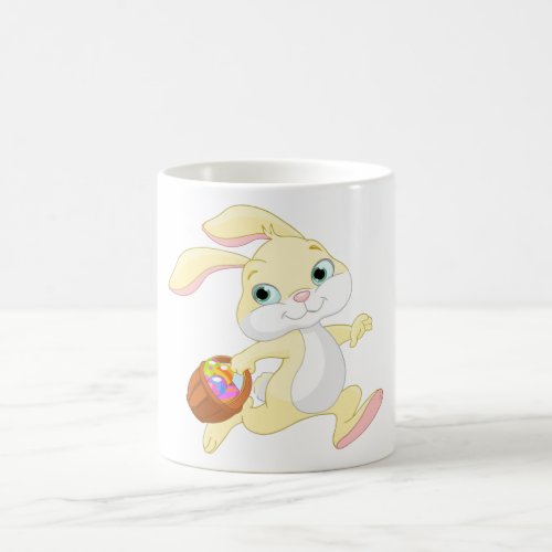 EASTER BUNNY WITH COLORFUL EASTER EGG BASKET MAGIC MUG