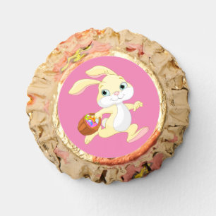 EASTER BUNNY WITH COLORFUL EASTER EGG BASKET REESE'S PEANUT BUTTER CUPS