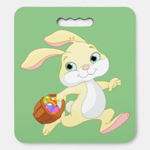 EASTER BUNNY WITH COLORFUL EASTER EGG BASKET SEAT CUSHION