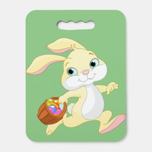 EASTER BUNNY WITH COLORFUL EASTER EGG BASKET SEAT CUSHION