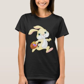 EASTER BUNNY WITH COLORFUL EASTER EGG BASKET