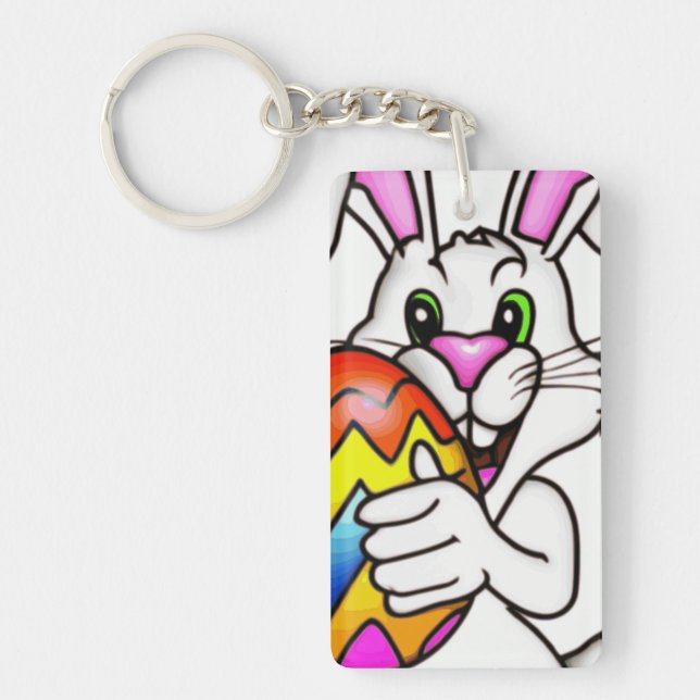 EASTER BUNNY WITH COLORFUL EASTER EGG KEYCHAIN (Front)