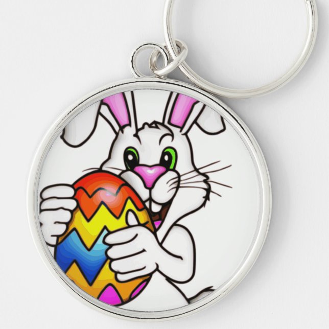 EASTER BUNNY WITH COLORFUL EASTER EGG KEYCHAIN (Front)