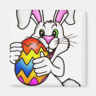 EASTER BUNNY WITH COLORFUL EASTER EGG MAGNET