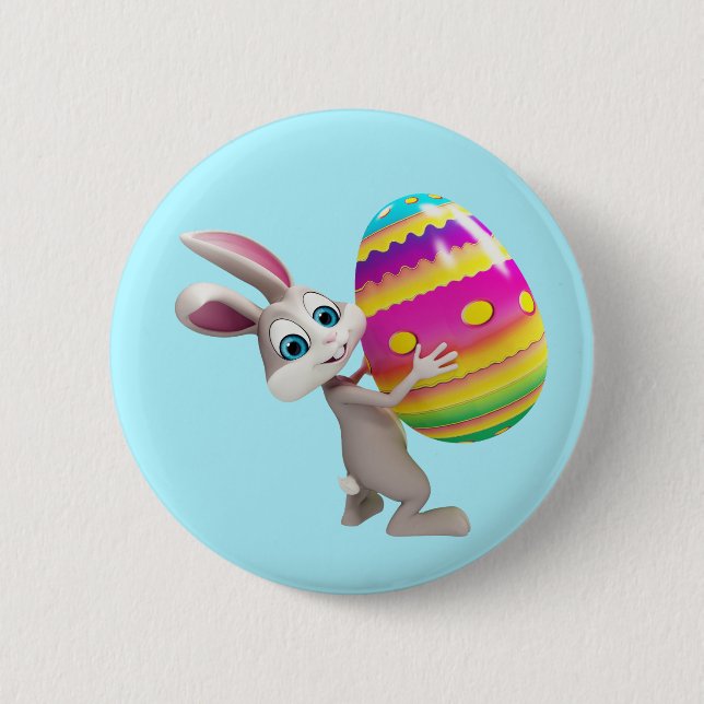 Easter Bunny with colorful egg Button (Front)