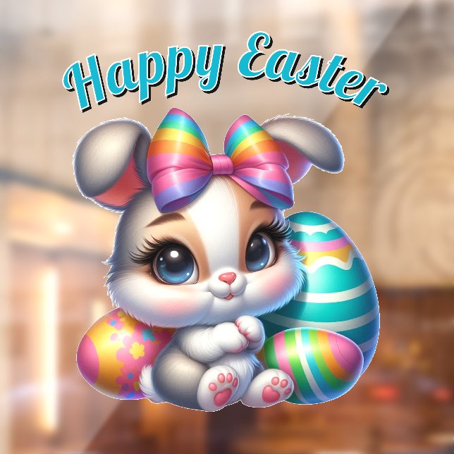 Easter Bunny with Colorful Eggs  Window Cling (Sheet 2)