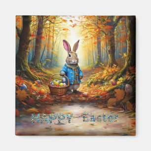 Easter Bunny with Easter Egg Basket Magnet