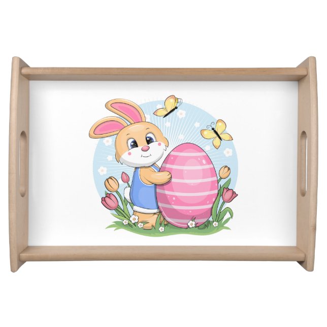 Easter bunny with Easter egg. Serving Tray (Front)