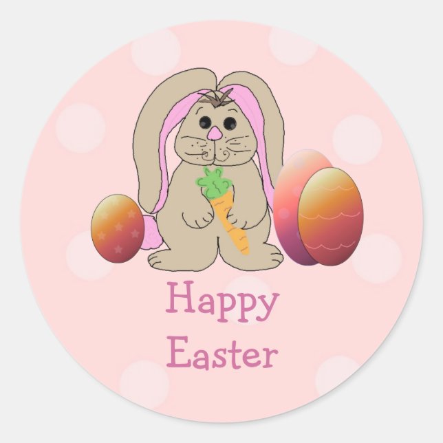 Easter Bunny With Easter Eggs Classic Round Sticker (Front)