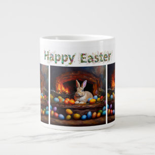 Easter bunny with Easter eggs Happy Easter Giant Coffee Mug
