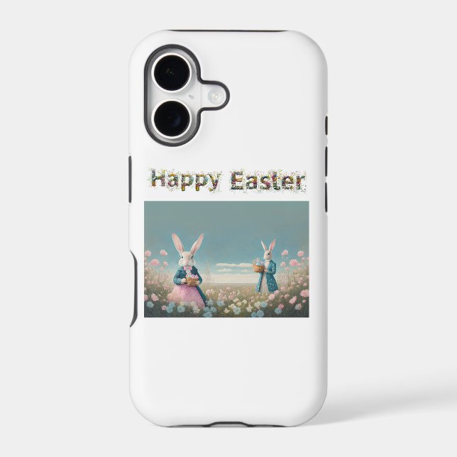 Easter bunny with Easter Eggs Happy Easter Iphone Case (Back)