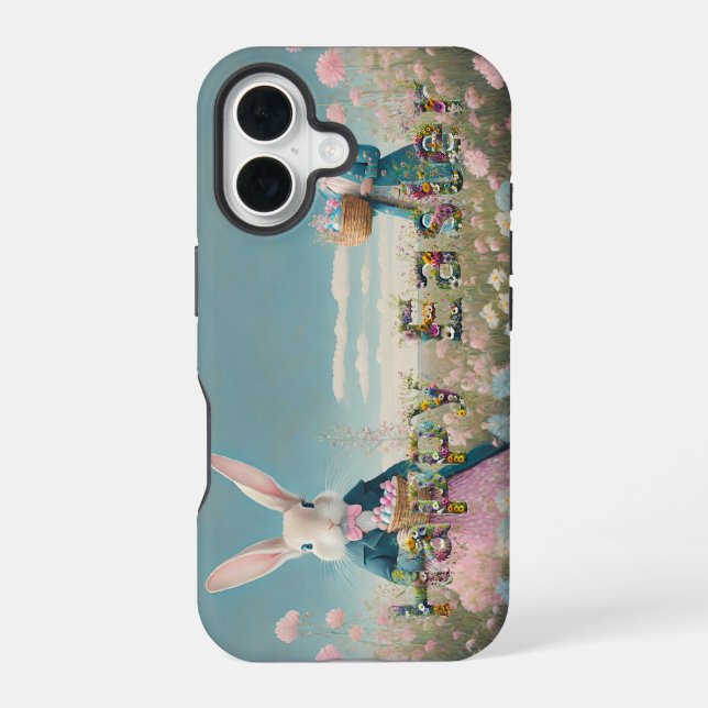 Easter bunny with Easter Eggs Happy Easter Iphone Case (Back)