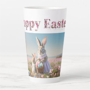 Easter bunny with Easter Eggs Happy Easter Latte Mug