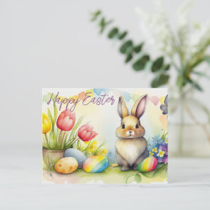 Easter bunny with easter eggs Postcard