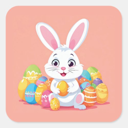 Easter Bunny with Easter Eggs Sticker Sheet