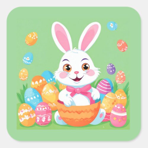 Easter Bunny with Easter Eggs Sticker Sheet 