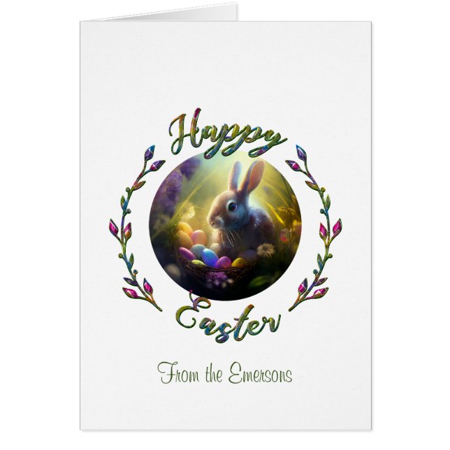 Easter Bunny With Egg Basket Cards (Front)
