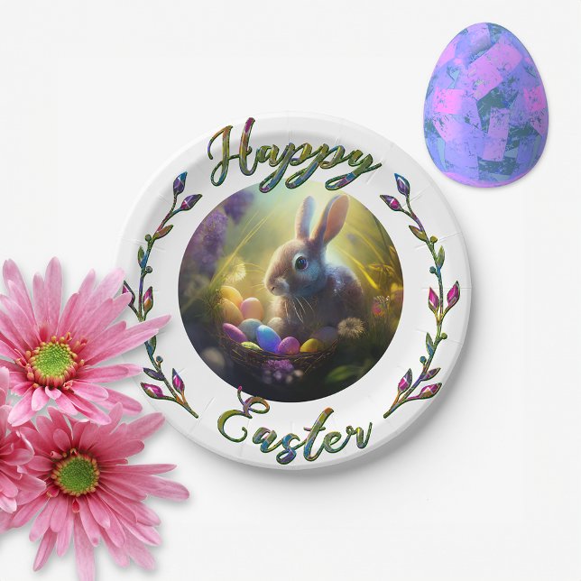 Easter Bunny With Egg Basket Paper Plates (Creator Uploaded)