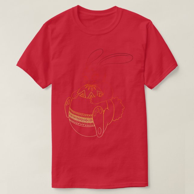 Easter bunny with egg in sunset colours  T-Shirt (Design Front)