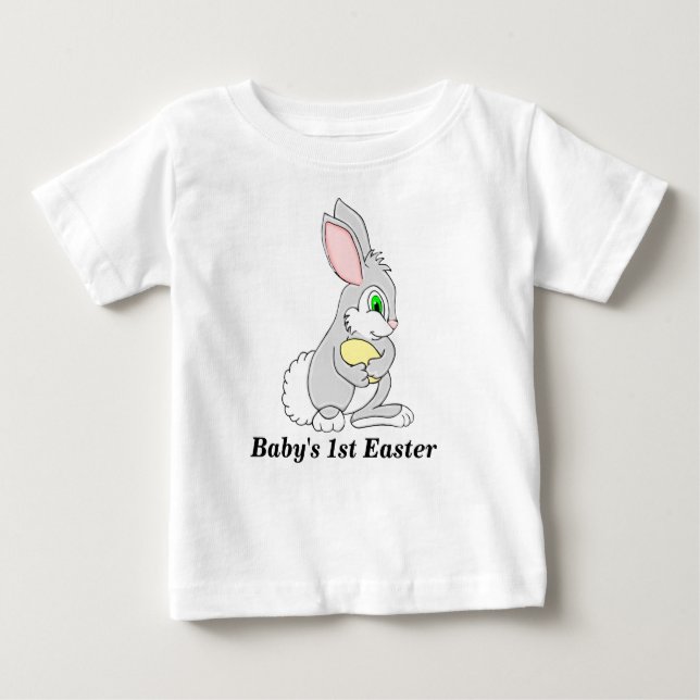 Easter Bunny with Egg Personalized Baby T-Shirt (Front)