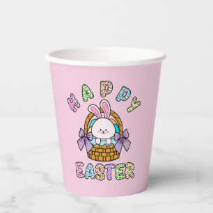 Easter Bunny With Eggs Basket Paper Cups