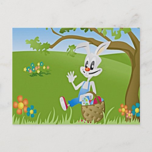 Easter Bunny with Eggs Holiday Postcard