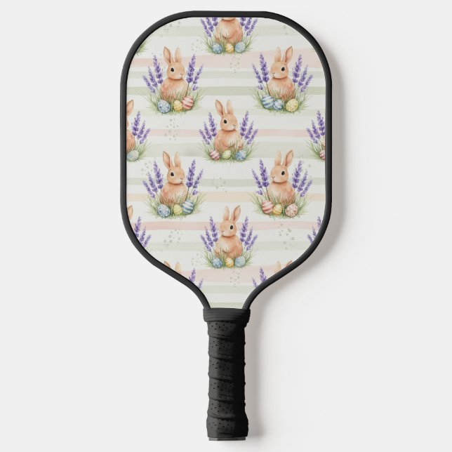 Easter Bunny with Eggs Spring Pastel Pattern (10) Pickleball Paddle (Front)
