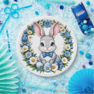 Easter Bunny With Florals Paper Plates