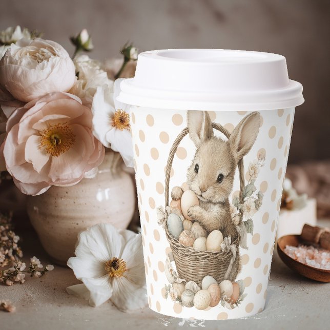 Easter bunny with flowers and Easter eggs Paper Cups (Creator Uploaded)