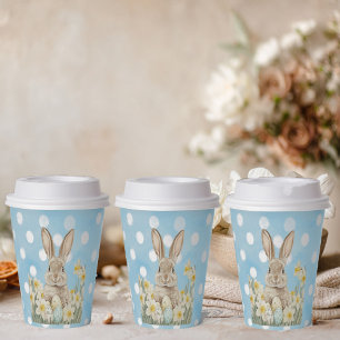 Easter bunny with flowers and Easter eggs Paper Cups