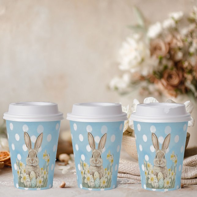 Easter bunny with flowers and Easter eggs Paper Cups (Creator Uploaded)