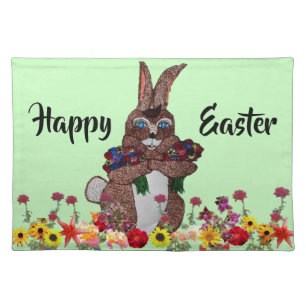EASTER BUNNY WITH FLOWERS PLACEMAT
