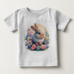 Easter Bunny with Flowers, spring Bunny easter day Baby T-Shirt