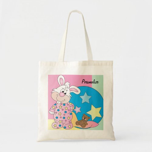 Easter Bunny with her Teddy Bear Tote Bag