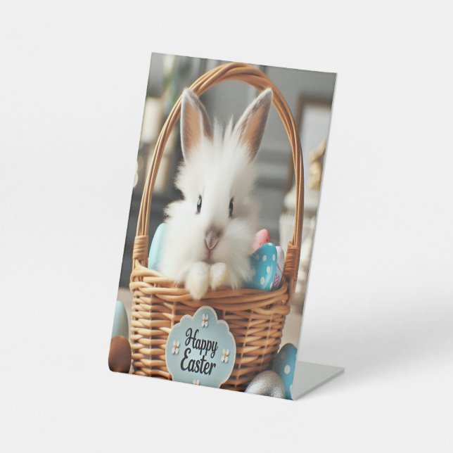 Easter bunny with its eggs. pedestal sign (Front)