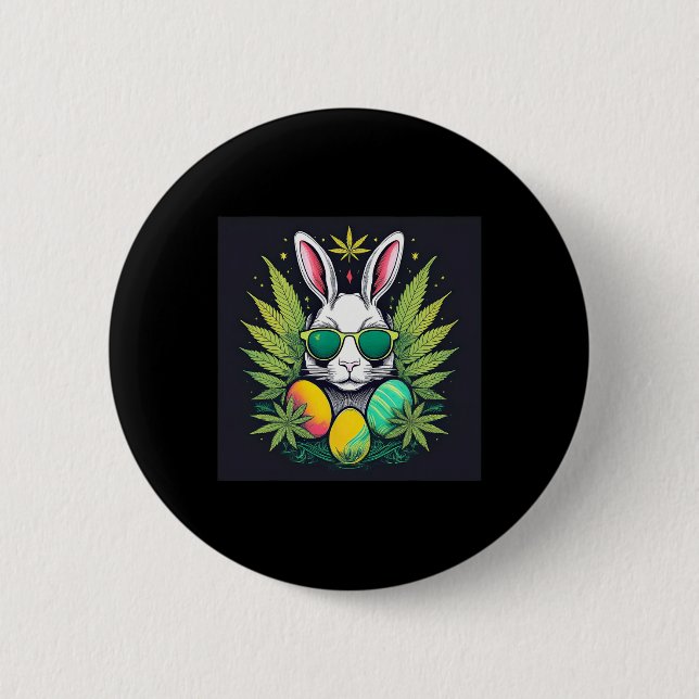 Easter Bunny With Leaves Day  Button (Front)