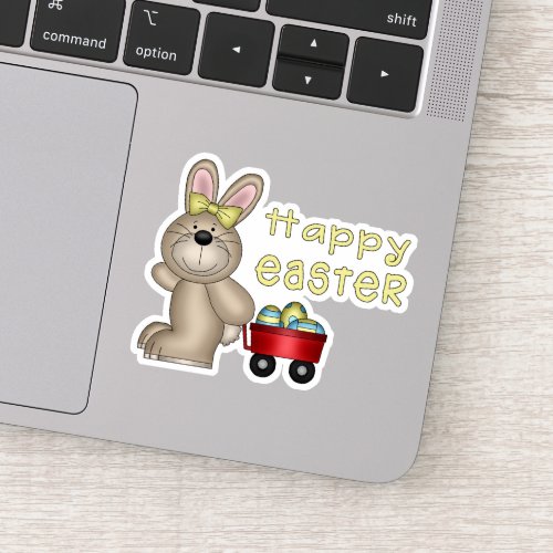 Easter Bunny with Little Red Wagon Contour Sticker