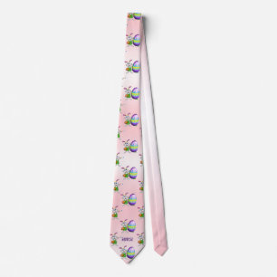 Easter Bunny with Paintbrush and Egg Print Neck Tie