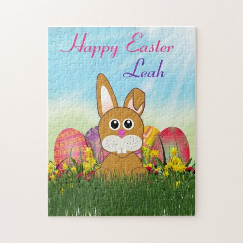 Easter Bunny with Painted Eggs  Cute Kids Jigsaw Puzzle