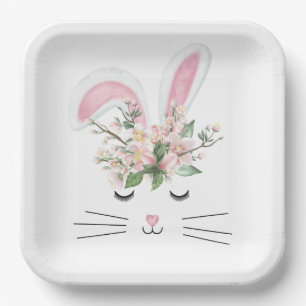 Easter Bunny with Pink Ears Paper Plates