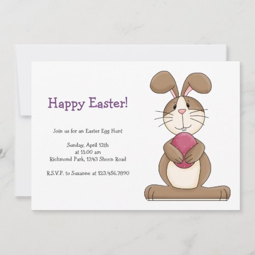 Easter Bunny with Pink Egg Invitation