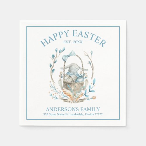 Easter bunny with spring flowers basket napkins