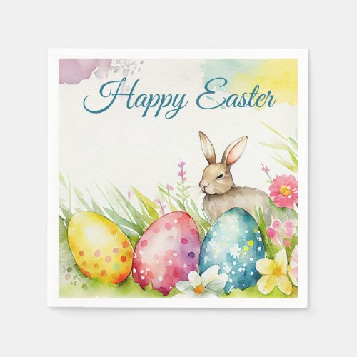 Easter bunny with three Easter Eggs Napkins