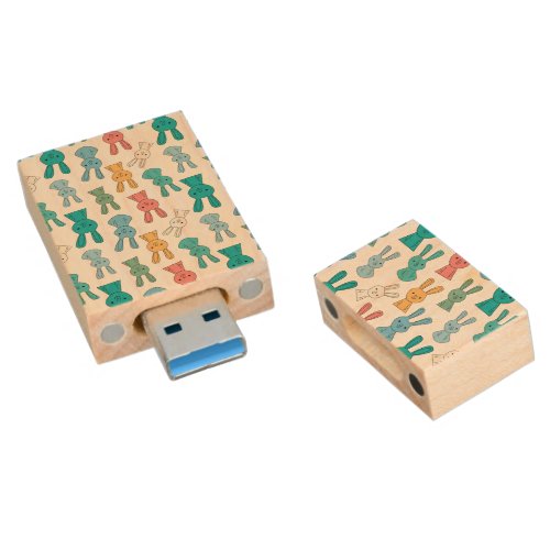 Easter Bunny Wood Flash Drive