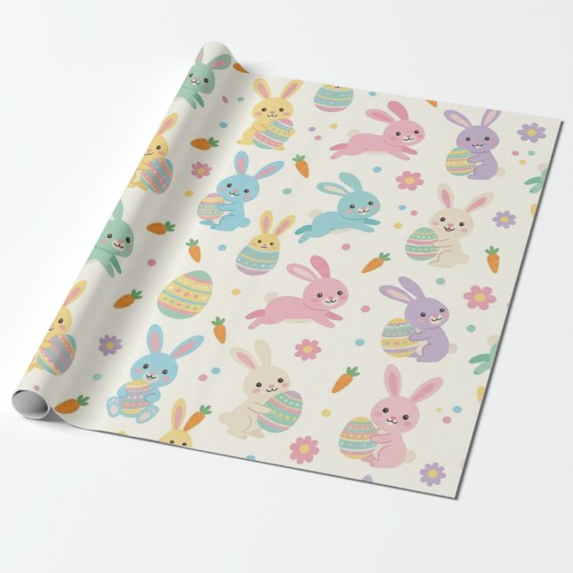 Easter Bunny Wrapping Paper (Unrolled)