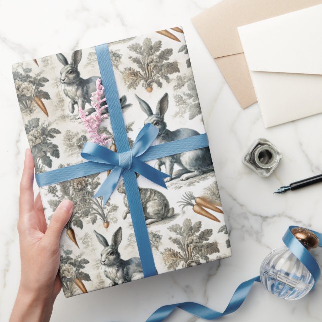 Easter Bunny Wrapping Paper – Soft Gray & White  (Gifting)