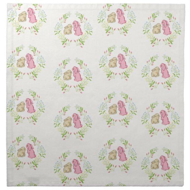 Easter Bunny Wreath Cloth Napkin (Front)